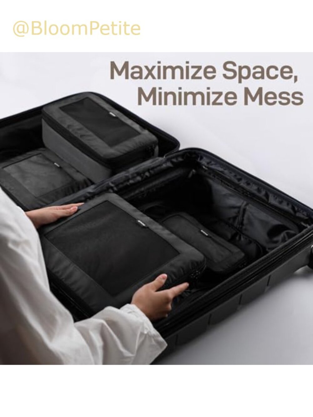 Compression Packing Cubes 4 Set 420D Ripstop Polyester Travel Organizers - Picture 6 of 6
